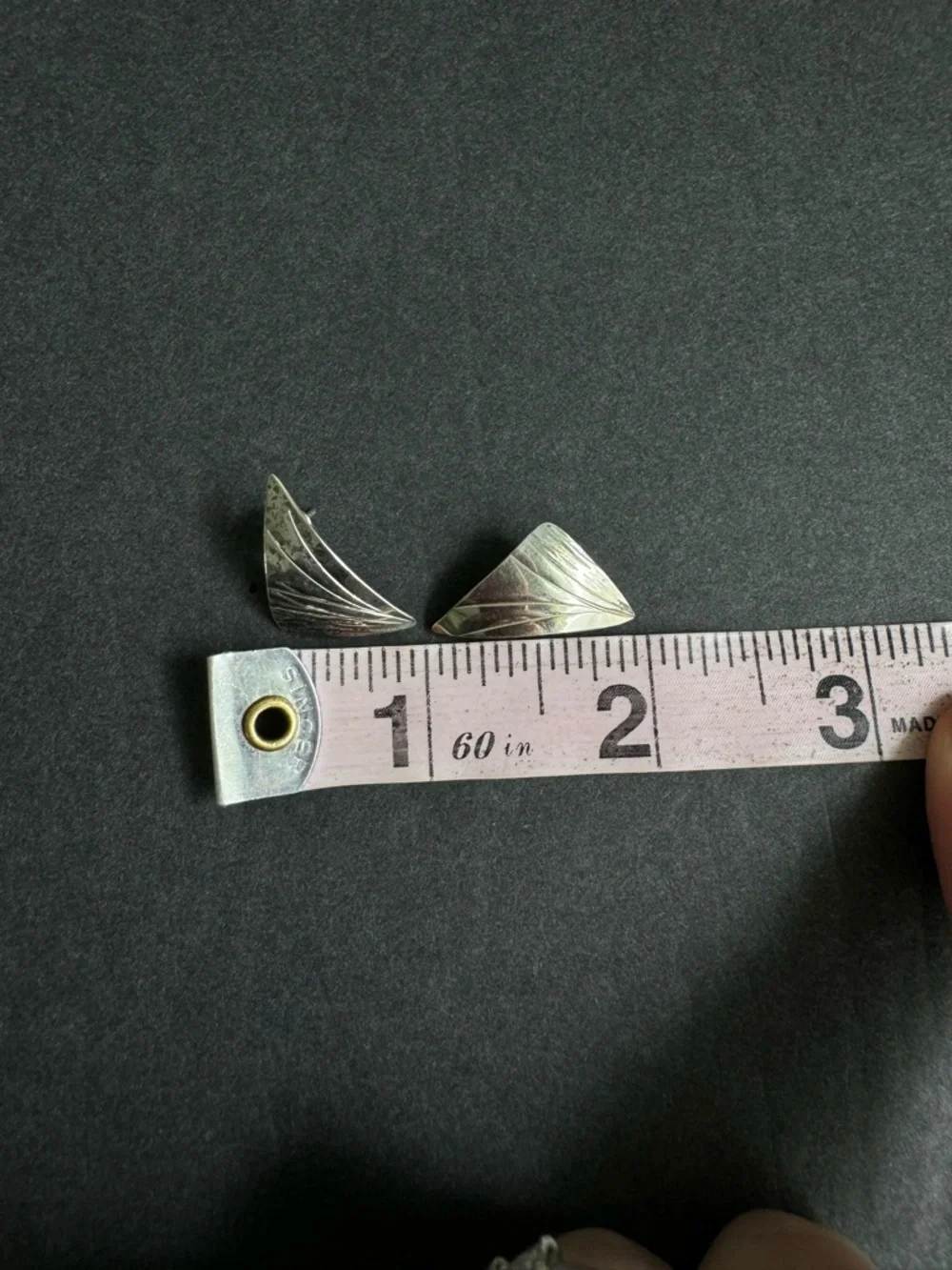 Vintage Sterling Silver‎ Fan Earrings 80s 925 Stud
